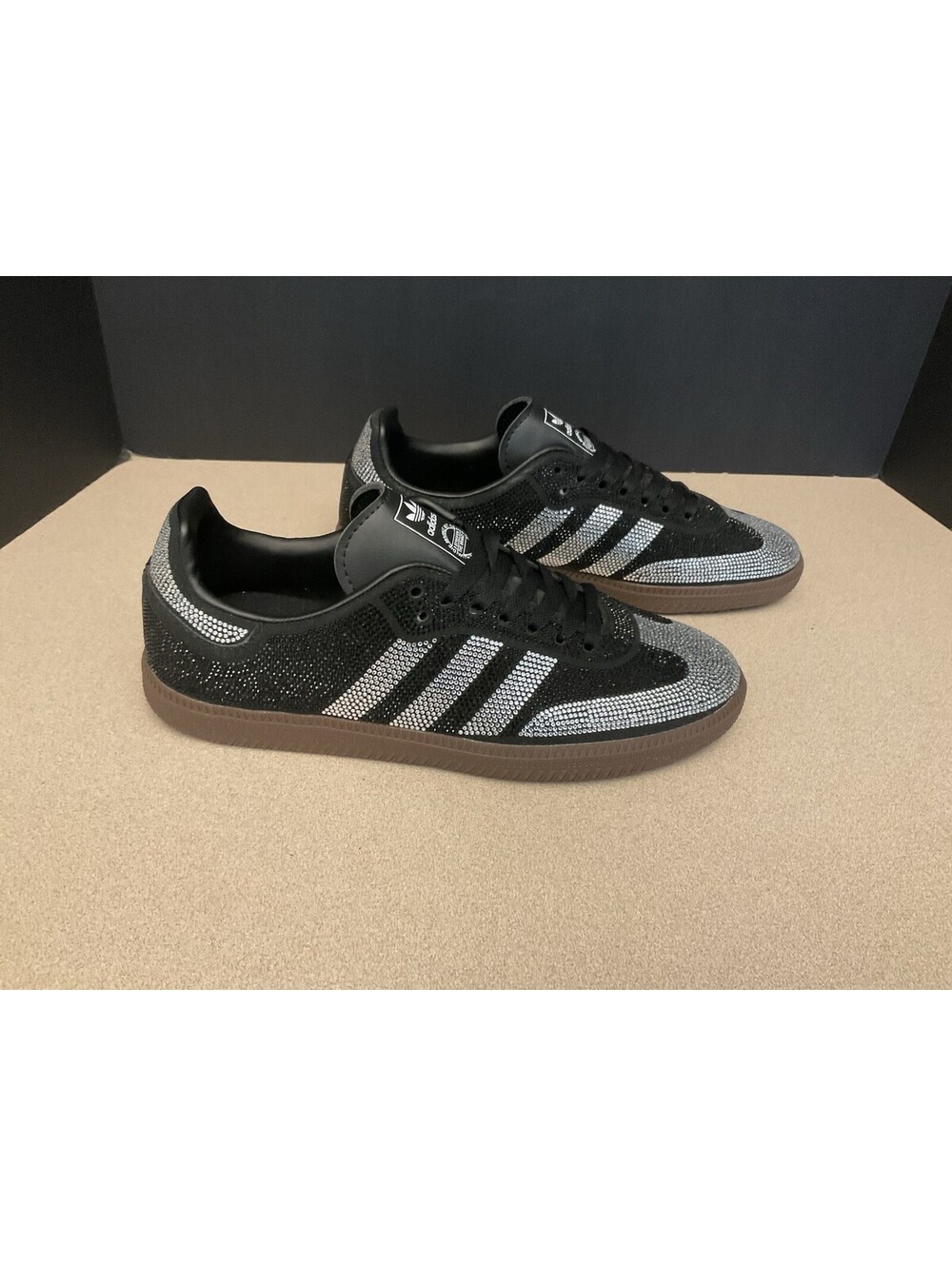 New! Womens Adidas Samba OG Rhinestone Black Silver Shoes. Size 10.5. Awesome!